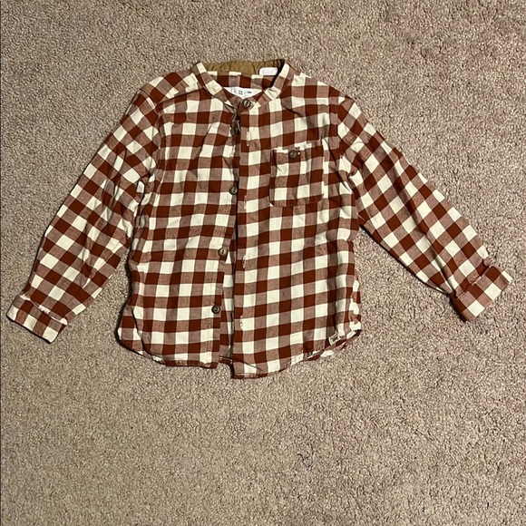 Zara Baby Brown and White Checkered Button-Up Shirt - Picture 1 of 3